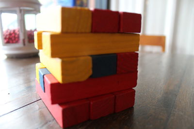 Close-up of toy on wooden table