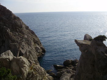 Scenic view of sea against clear sky