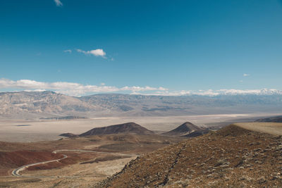 Scenic view of desert against cloudy sky