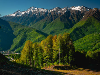 Scenic view of mountains against sky