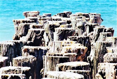 Panoramic view of sea against blue sky