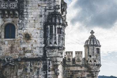 Close up of turrets of belem tower in lisbon, portugal