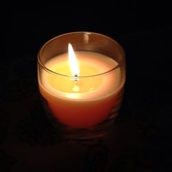 Close-up of lit tea light candle