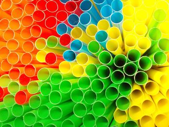 Full frame shot of colorful drinking straws