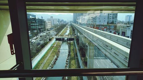 Train at railroad station platform