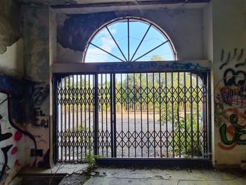 Closed gate of building