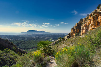 Scenic view of mountains against sky