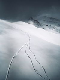 Aerial view of snow covered landscape