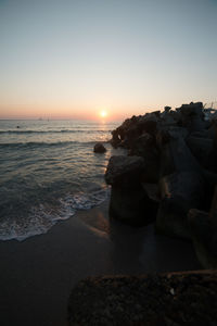 Scenic view of sea during sunset