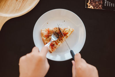 Midsection of woman holding ice cream in plate