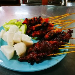 Close-up of served food in plate