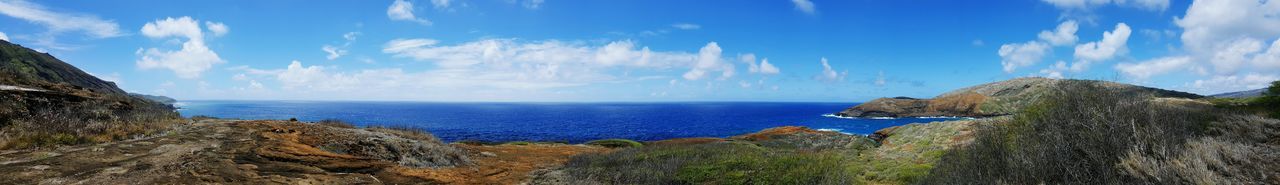 Scenic view of sea against cloudy sky