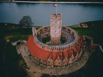 High angle view of fountain