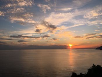 Scenic view of sunset over sea