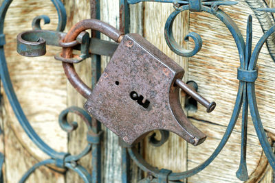 Close-up padlock on door