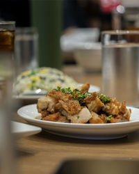 Close-up of meal served in plate