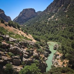 Scenic view of rocky mountains against sky