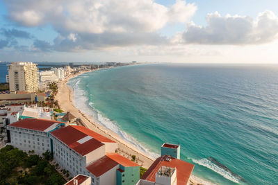 Magical sunrise view overt the caribbean sea.