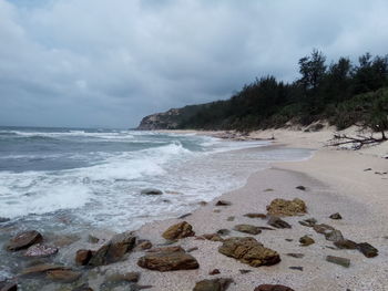 Scenic view of beach against sky