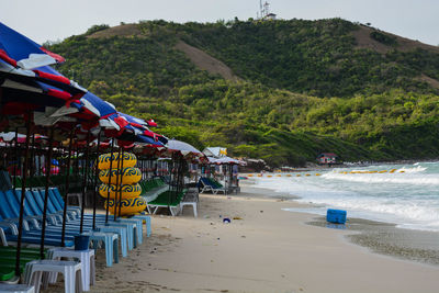 Scenic view of beach against sky