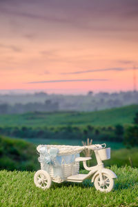 Scenic view of field against sky during sunset