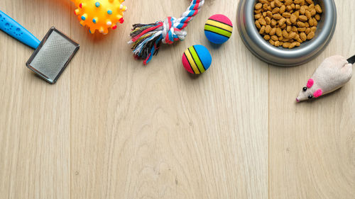 High angle view of multi colored pencils on table