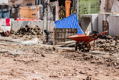 Cement cart in construction site