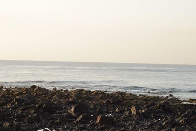 Scenic view of sea against clear sky