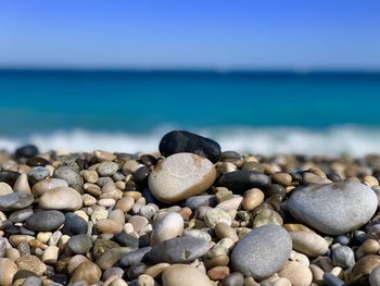 Surface level of stones on beach