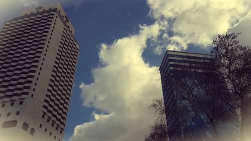 Low angle view of modern building against sky