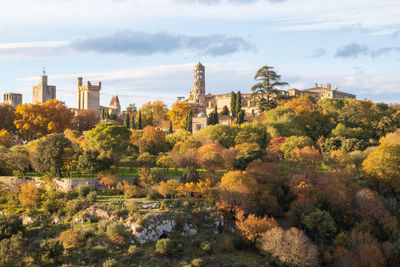 Uzès city of art and history, general view. photography taken in gard, france