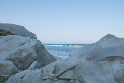 Scenic view of sea against clear sky