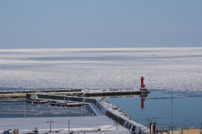 Scenic view of sea against clear sky