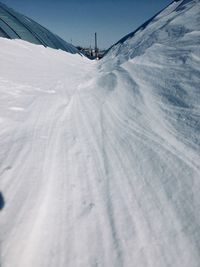 Scenic view of snow covered land