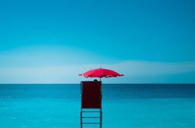 Scenic view of sea against blue sky