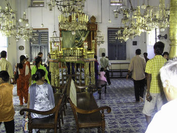 Panoramic view of people in corridor