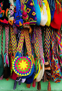 Colorful bags for sale in market