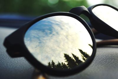 Reflection of tree on side-view mirror
