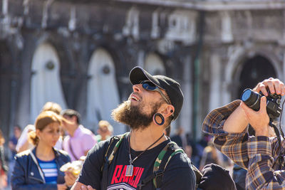 Group of people looking at camera