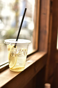 Close-up of ice tea on table