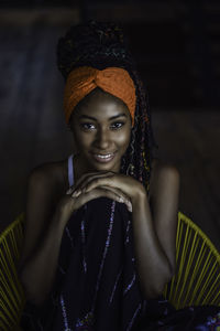 Interior portrait of young latin woman