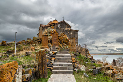 Hayravank monastery on coast of sevan lake in armenia