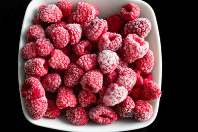 High angle view of strawberries