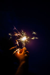 Firework display at night