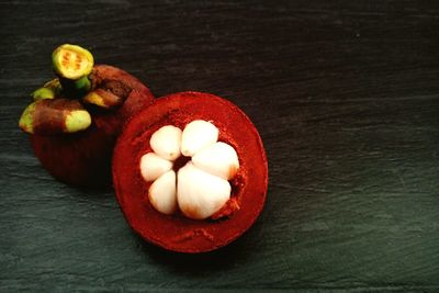 High angle view of fruits on table