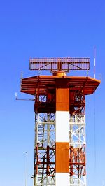 Low angle view of built structure against clear blue sky