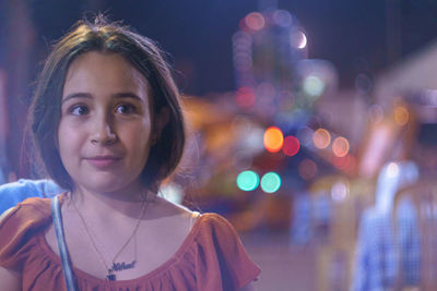 Close-up of cute girl in the city