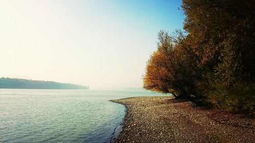 Scenic view of sea against clear sky