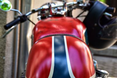 Close-up of red bicycle