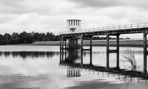 Bridge over river against sky